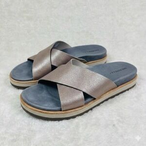 Merrell Metallic Juno Slides Womens Size 9 Leather Straps & Insole Sandals